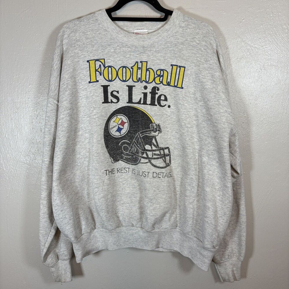 Vtg 90s NFL Pittsburgh STEELERS Football Is Life Crewneck Sweatshirt Adult XXL
